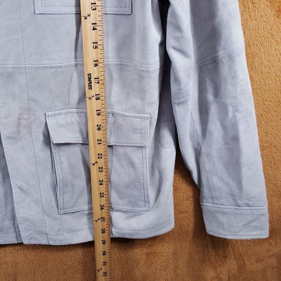 BLANK NYC Jacket Mens Small Gray Goatskin Suede Snap Button Utility Barn $398 - Picture 8 of 9